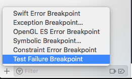 XCode Test Failure Breakpoint